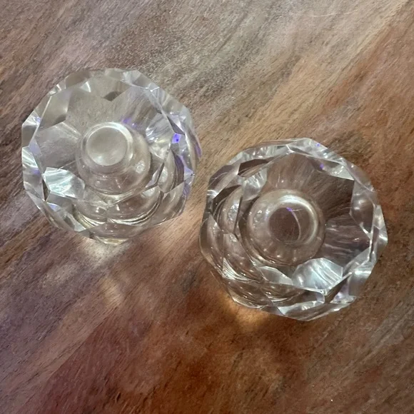 Vintage Crystal Taper Candle Holders - Picture 3 of 3
